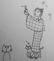 少女が学んだ普通文（明治35年）蛍狩りに誘う文イラスト